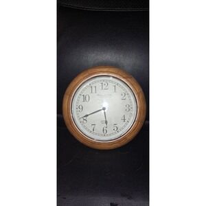 9 Inch Wall Clock Sterling and Noble Company Number 9 Brown Wood Frame